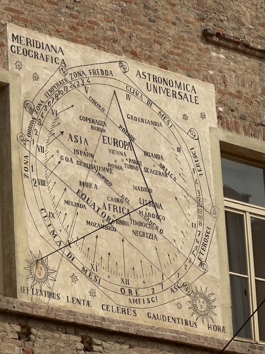 Relógio solar em fachada histórica de Chieri