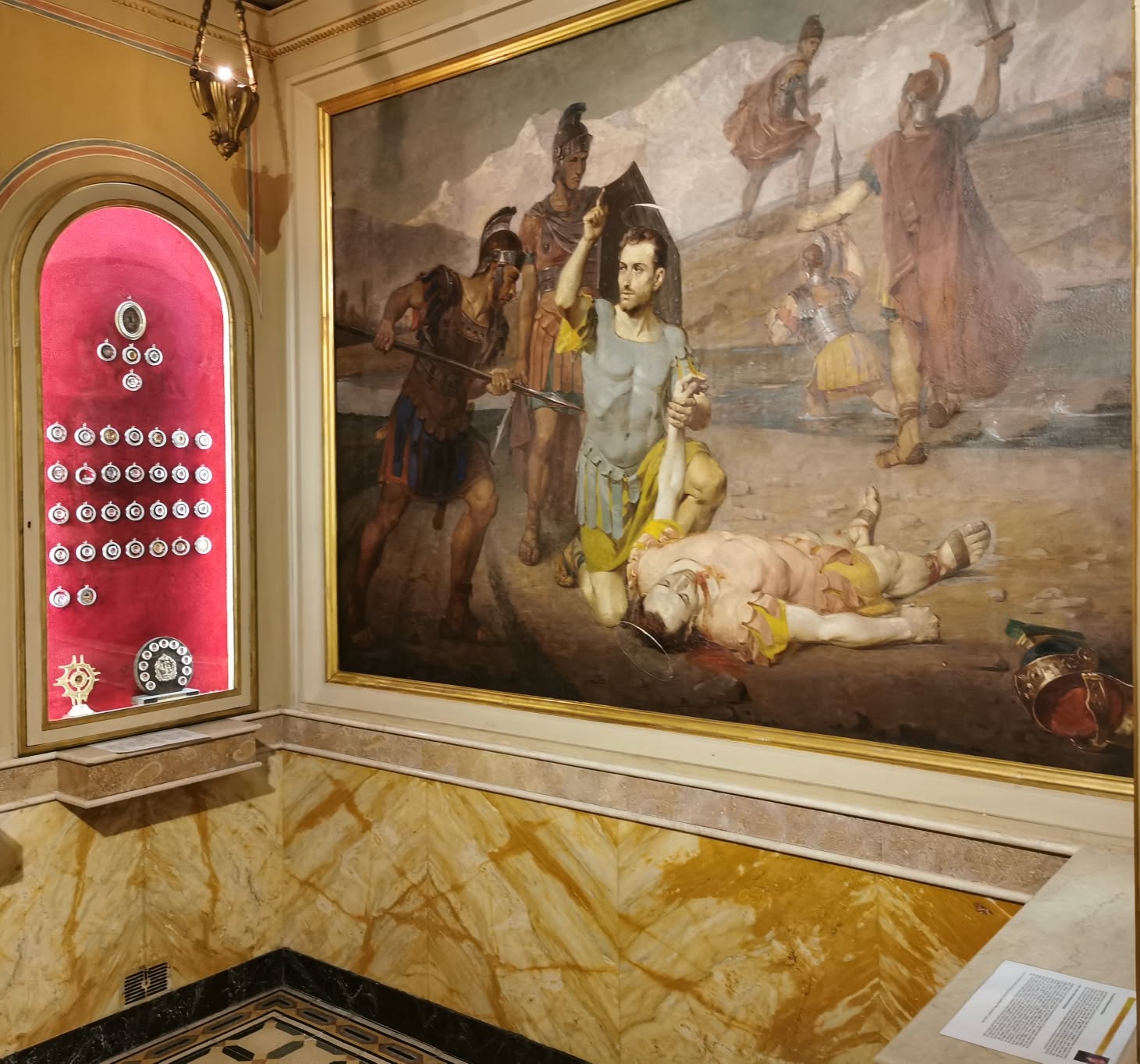 Pintura do martírio dos soldados romanos Solutor, Adventor e Octávio em Valdocco