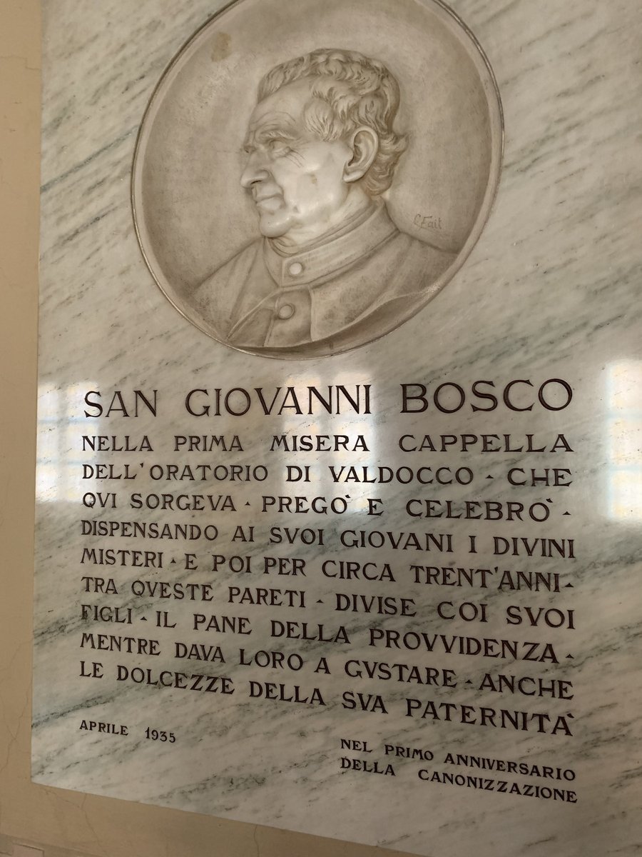 Placa da primeira capela do Oratório de Valdocco